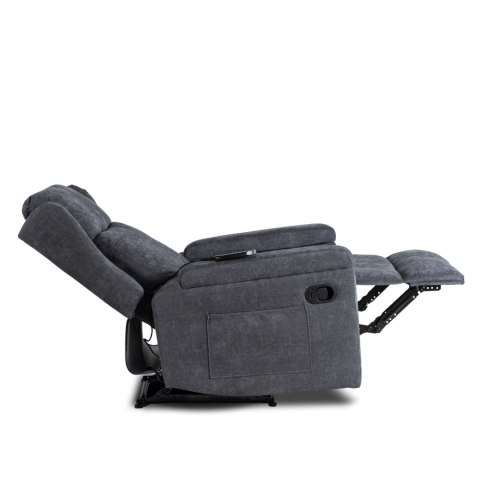 Fotel Rozkładany Masujący SEBASTIAN Ciemnoszary Tkanina