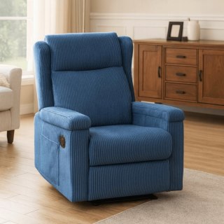 Fotel Rozkładany Masujący SEBASTIAN Granatowy Sztruksowy