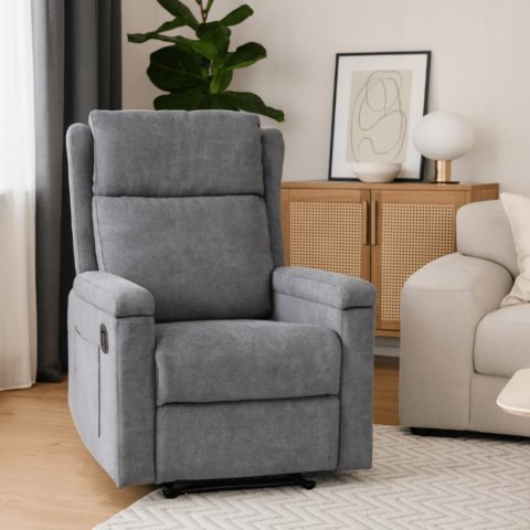 Fotel Rozkładany Masujący SEBASTIAN Szary Tkanina