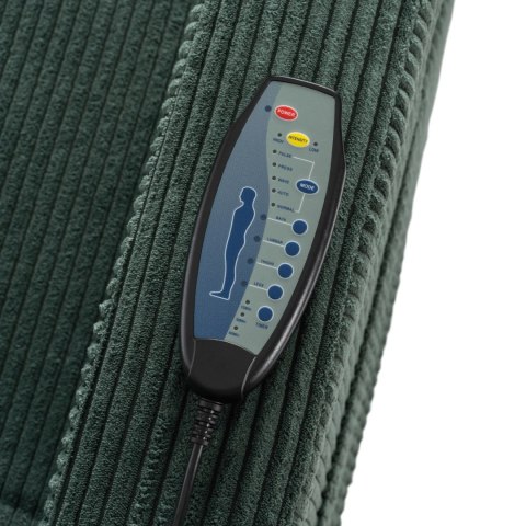 Fotel Rozkładany Masujący SEBASTIAN Zielony Sztruksowy