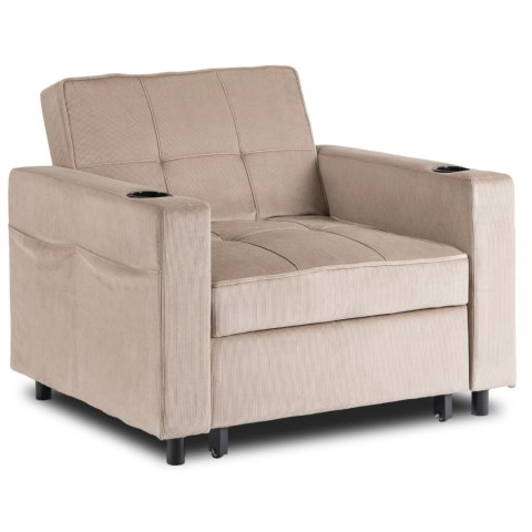 Fotel do Spania SOLOR Rozkładany Amerykanka Beżowy Sztruksowy Nowoczesny