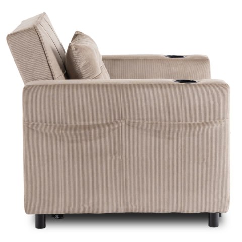 Fotel do Spania SOLOR Rozkładany Amerykanka Beżowy Sztruksowy Nowoczesny