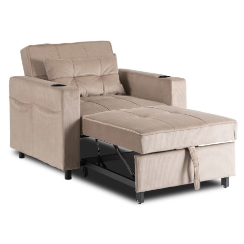 Fotel do Spania SOLOR Rozkładany Amerykanka Beżowy Sztruksowy Nowoczesny