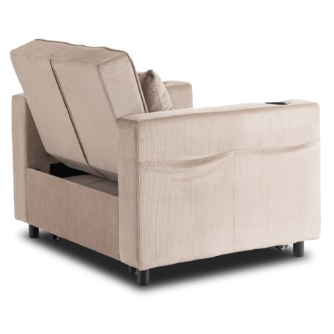 Fotel do Spania SOLOR Rozkładany Amerykanka Beżowy Sztruksowy Nowoczesny