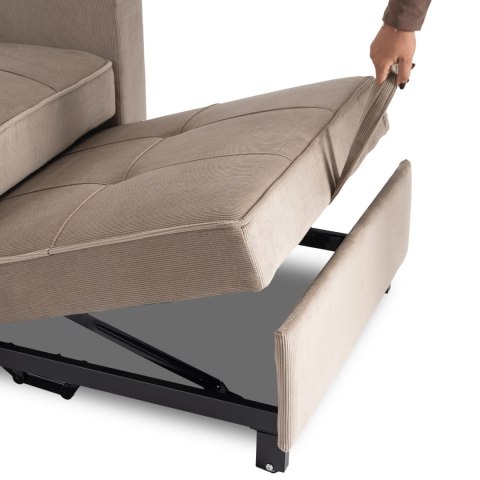 Fotel do Spania SOLOR Rozkładany Amerykanka Beżowy Sztruksowy Nowoczesny