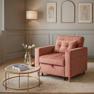 Fotel Rozkładany SOLOR Różowy Welurowy