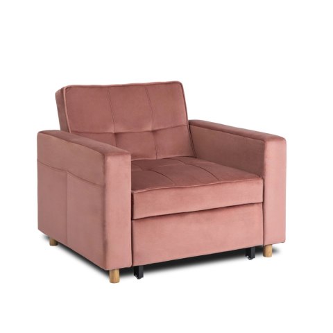 Fotel Rozkładany SOLOR Różowy Welurowy