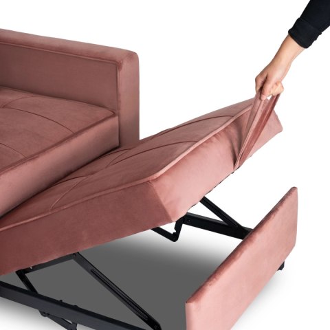 Fotel Rozkładany SOLOR Różowy Welurowy