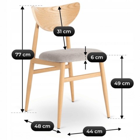 Krzesło BRAGA Dąb/Szary