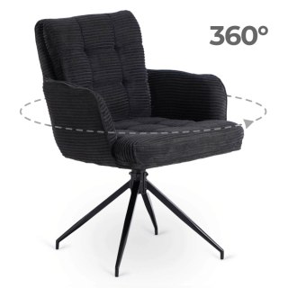 Krzesło Obrotowe AKITA Czarne Sztruksowe