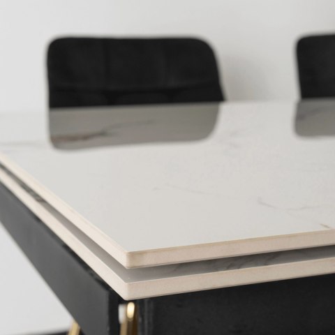 Stół IBIZA Ceramiczny Rozkładany 160-240 cm Biały Marmur/Złoty