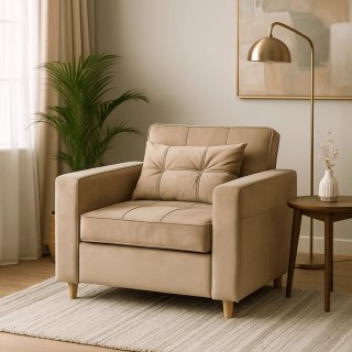 Fotel Rozkładany SOLOR Beżowy Welurowy