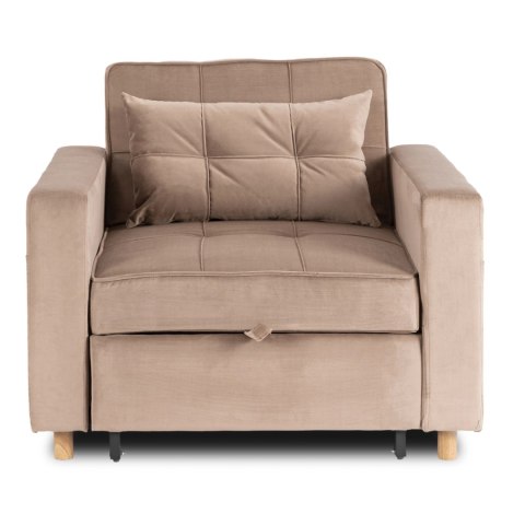 Fotel Rozkładany SOLOR Beżowy Welurowy