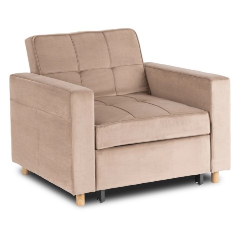 Fotel Rozkładany SOLOR Beżowy Welurowy