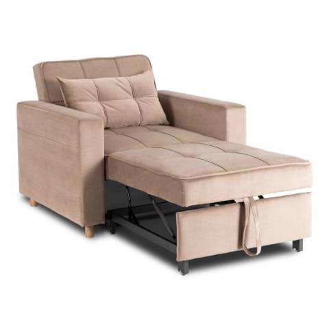 Fotel Rozkładany SOLOR Beżowy Welurowy