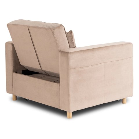Fotel Rozkładany SOLOR Beżowy Welurowy