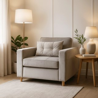 Fotel Rozkładany SOLOR Szary Welurowy