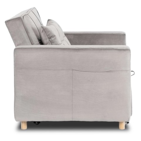 Fotel Rozkładany SOLOR Szary Welurowy