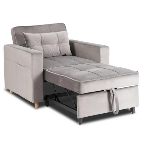 Fotel Rozkładany SOLOR Szary Welurowy