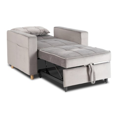 Fotel Rozkładany SOLOR Szary Welurowy