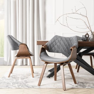 Krzesło LUISE Szary/Orzech Welurowe