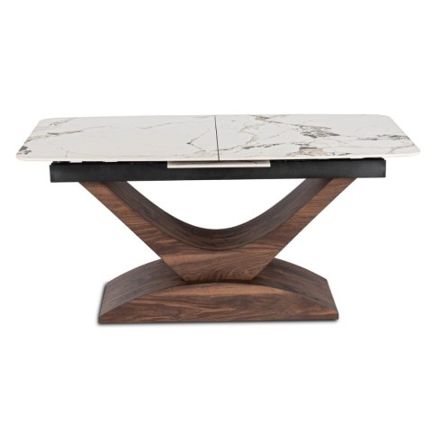 Stół ALICANTE Ceramiczny Rozkładany 160-200 cm Biały Marmur/Orzech