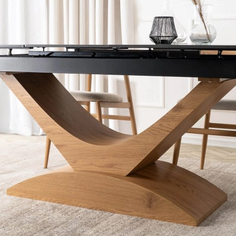 Stół ALICANTE Ceramiczny Rozkładany 160-200 cm Czarny Marmur/Dąb