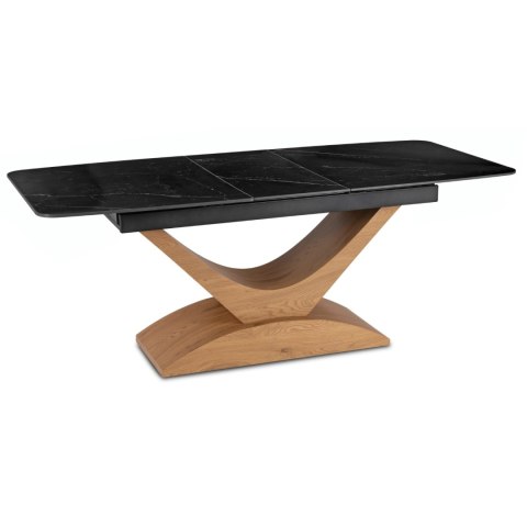 Stół ALICANTE Ceramiczny Rozkładany 160-200 cm Czarny Marmur/Dąb