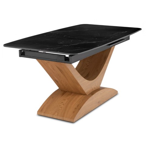 Stół ALICANTE Ceramiczny Rozkładany 160-200 cm Czarny Marmur/Dąb
