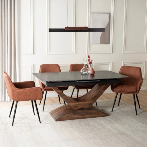 Stół ALICANTE Ceramiczny Rozkładany 160-200 cm Czarny Marmur/Orzech