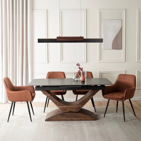 Stół ALICANTE Ceramiczny Rozkładany 160-200 cm Czarny Marmur/Orzech