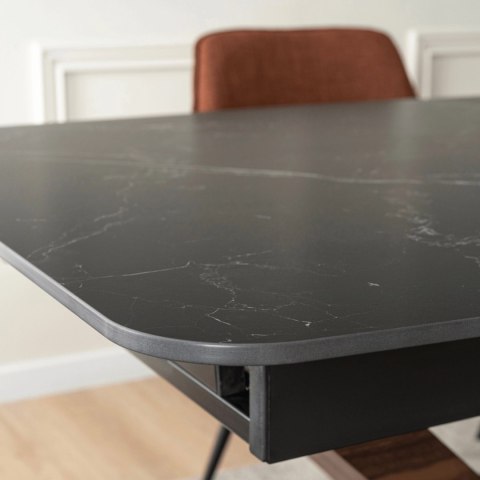 Stół ALICANTE Ceramiczny Rozkładany 160-200 cm Czarny Marmur/Orzech