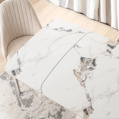 Stół Ceramiczny Rozkładany VERONA 160-240 cm Biały Marmur/Kaszmir