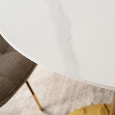 Stół SANDER 89 cm Ceramiczny Biały/Złoty