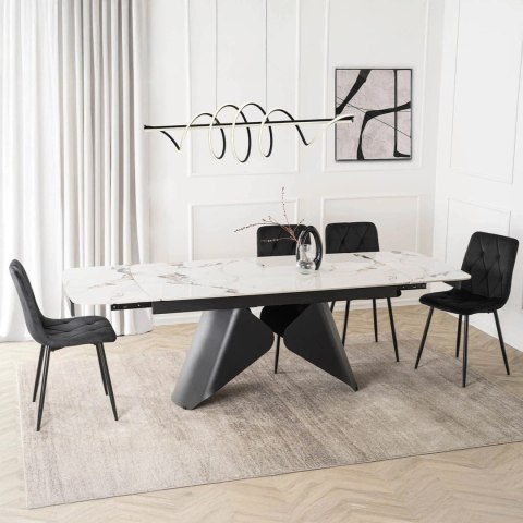 Stół VERONA Ceramiczny Rozkładany 160-240 cm Biały Marmur/Czarny