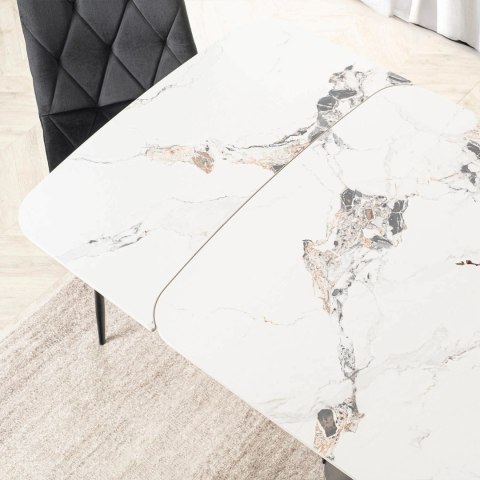Stół VERONA Ceramiczny Rozkładany 160-240 cm Biały Marmur/Czarny