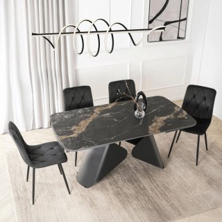 Stół VERONA Ceramiczny Rozkładany 160-240 cm Czarny Marmur/Czarny