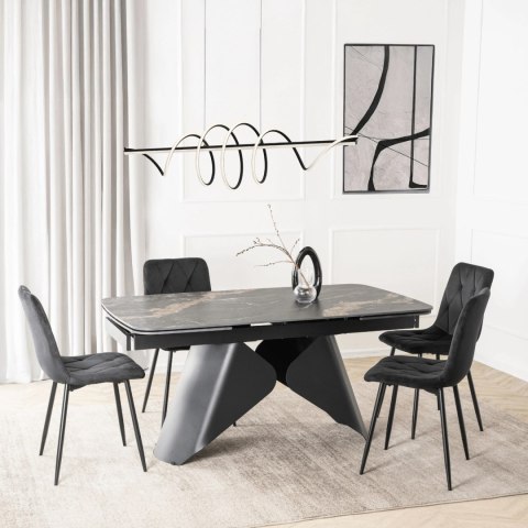 Stół VERONA Ceramiczny Rozkładany 160-240 cm Czarny Marmur/Czarny