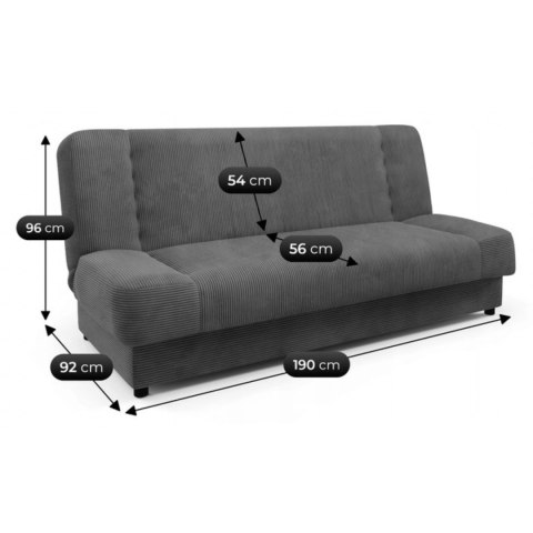 Wersalka Rozkładana PIANO Ciemnoszara Sztruksowa