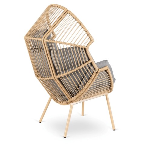 Fotel Ogrodowy CEZARE Wypoczynkowy Kokon Szary Nowoczesny Boho