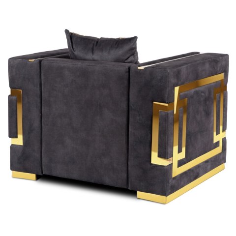 Fotel Wypoczynkowy PALLAZO 1S Czarny/Złoty Welurowy Nowoczesny Glamour