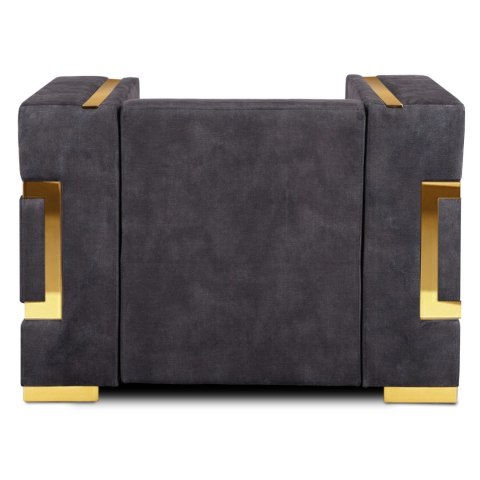 Fotel Wypoczynkowy PALLAZO 1S Czarny/Złoty Welurowy Nowoczesny Glamour