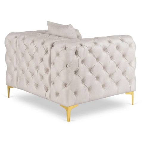 Fotel Wypoczynkowy SORRENTO 1S Kremowy Welurowy Nowoczesny Glamour