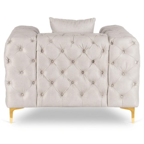 Fotel Wypoczynkowy SORRENTO 1S Kremowy Welurowy Nowoczesny Glamour