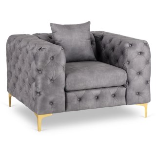 Fotel Wypoczynkowy SORRENTO 1S Szary Welurowy Nowoczesny Glamour