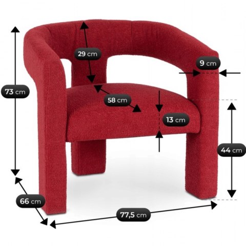 Fotel Wypoczynkowy do Salonu LILLE Bordowy Boucle Nowoczesny