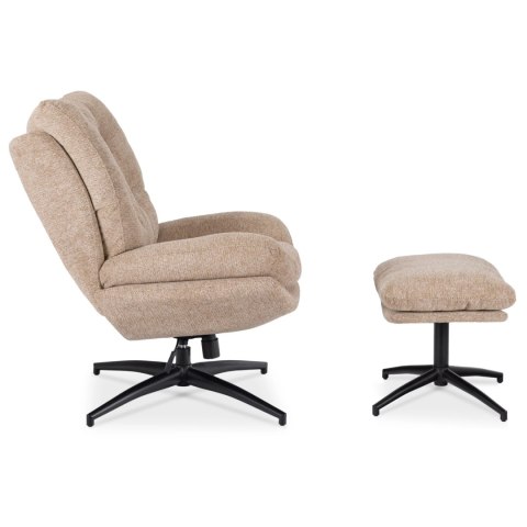 Fotel Wypoczynkowy Obrotowy FREMONT z Podnóżkiem Beżowy