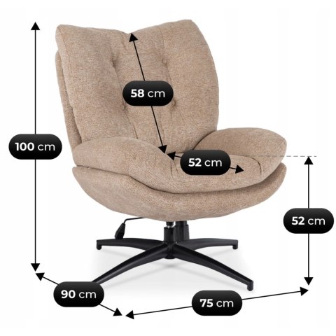 Fotel Wypoczynkowy Obrotowy FREMONT z Podnóżkiem Beżowy