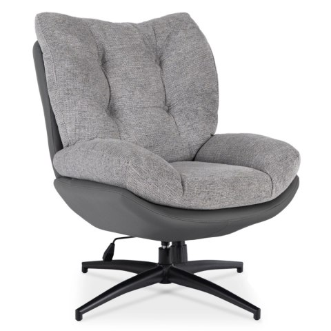 Fotel Wypoczynkowy Obrotowy FREMONT z Podnóżkiem Szary/Czarny