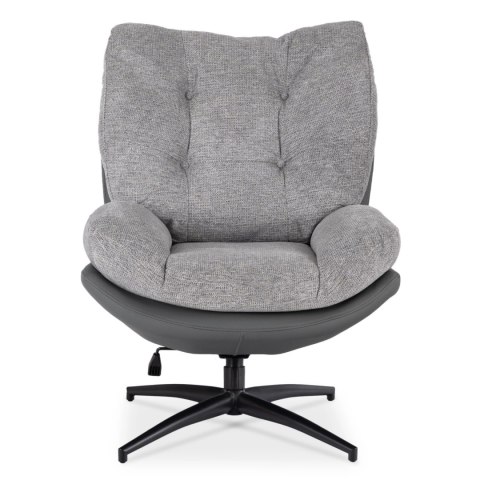 Fotel Wypoczynkowy Obrotowy FREMONT z Podnóżkiem Szary/Czarny